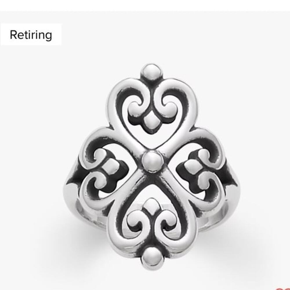 James Avery Sterling Silver Adorned Hearts Ring Size 8